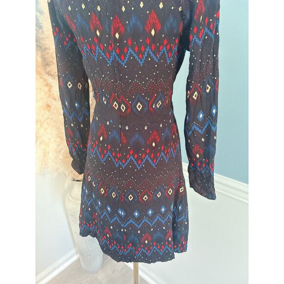 & Other Stories Long Sleeve Aztec Ruched Mini Dress Size 2 - Picture 10 of 11